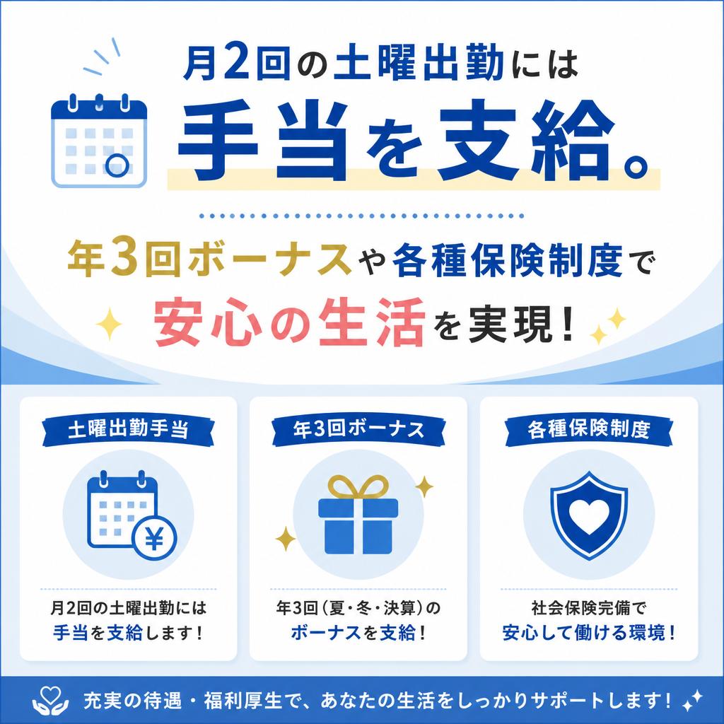 手当や福利厚生も充実