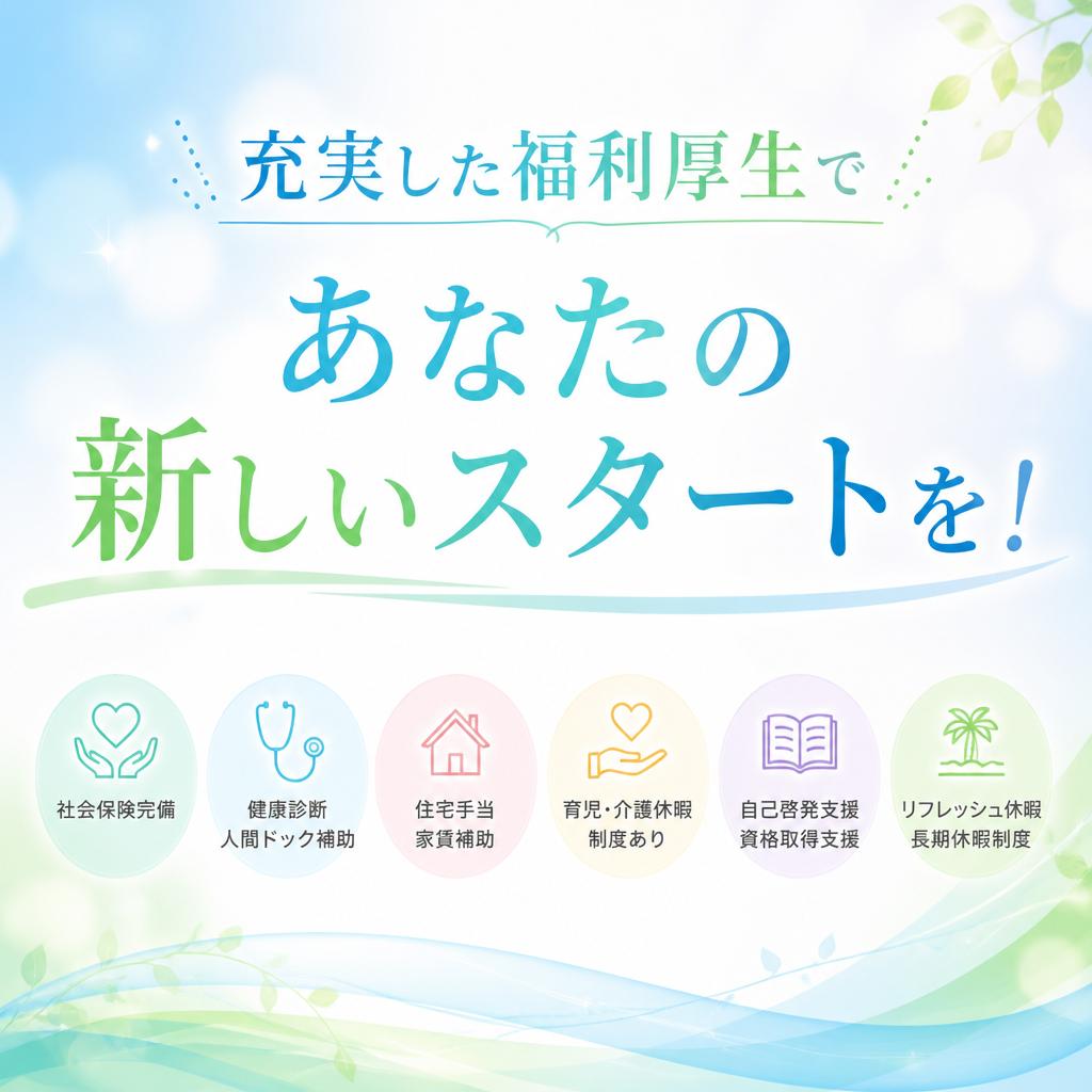 充実した福利厚生であなたの新しいスタートを！