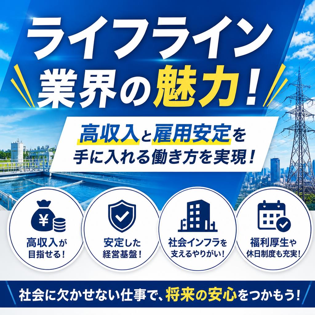 ライフライン業界の魅力！高収入と雇用安定を手に入れる働き方を実現！