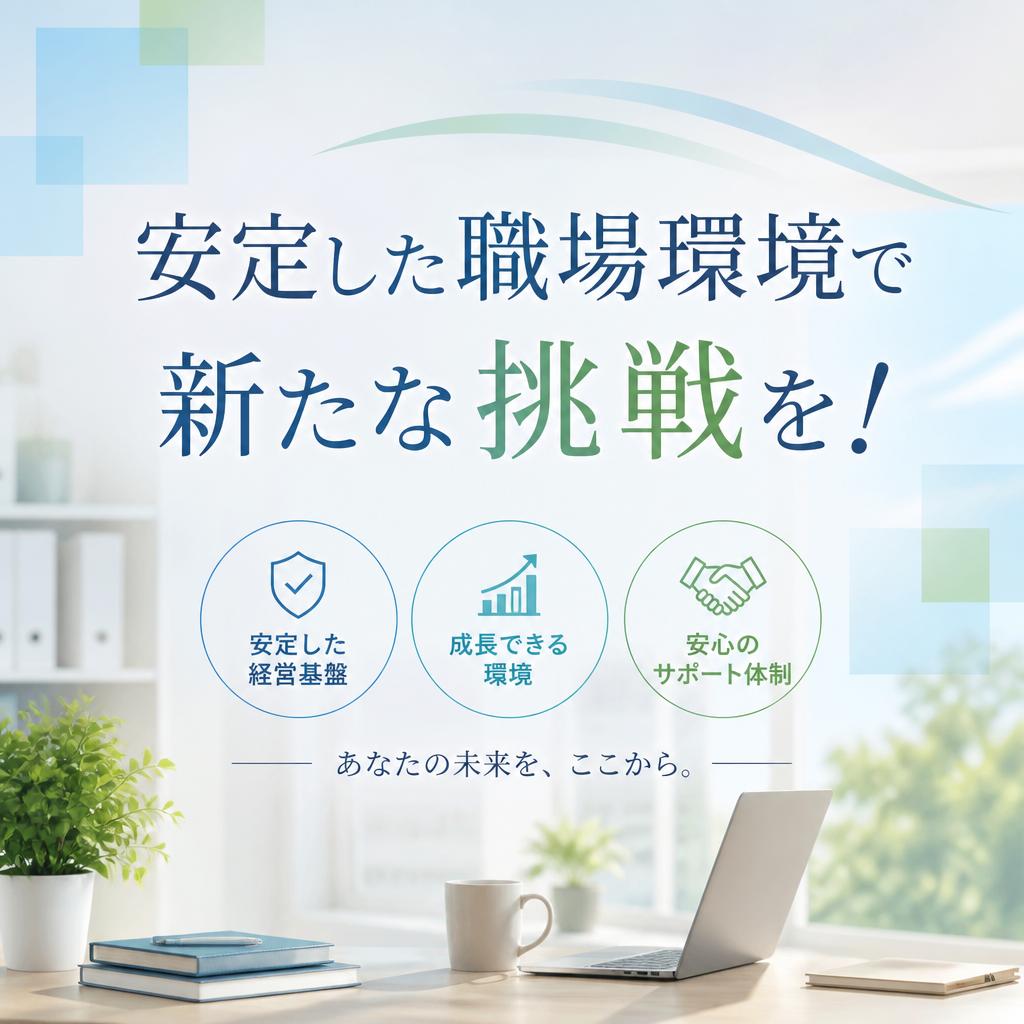 安定した職場環境で新たな挑戦を！