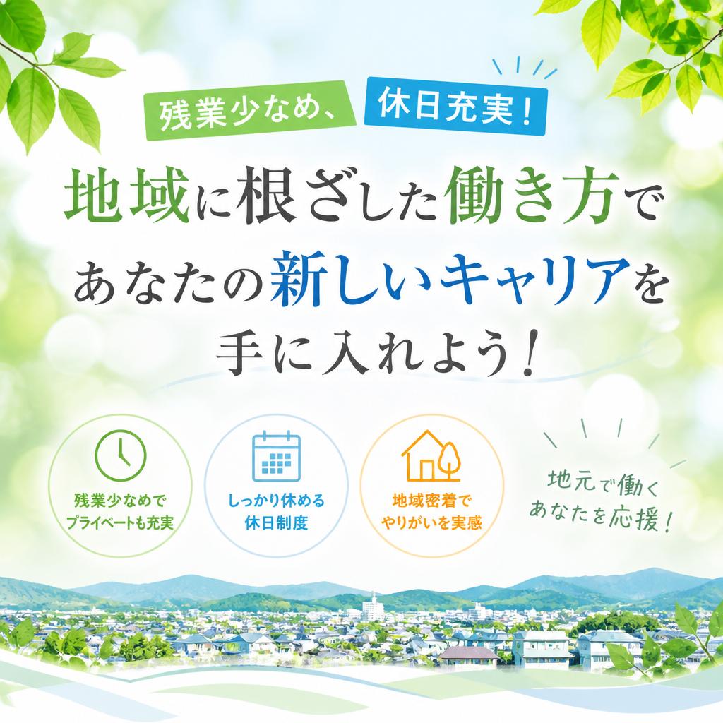 残業少なめ、休日充実！地域に根ざした働き方であなたの新しいキャリアを手に入れよう！