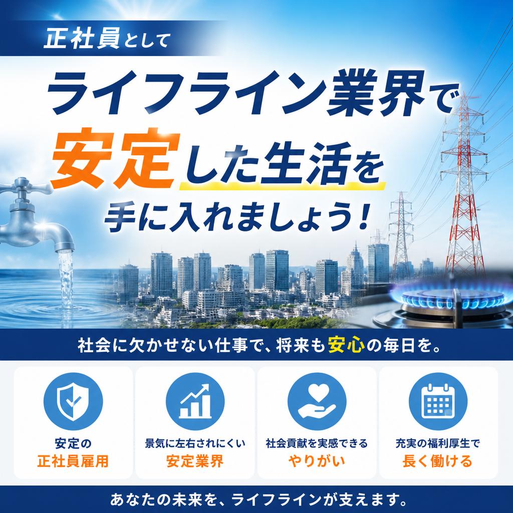 正社員としてライフライン業界で安定した生活を手に入れましょう！