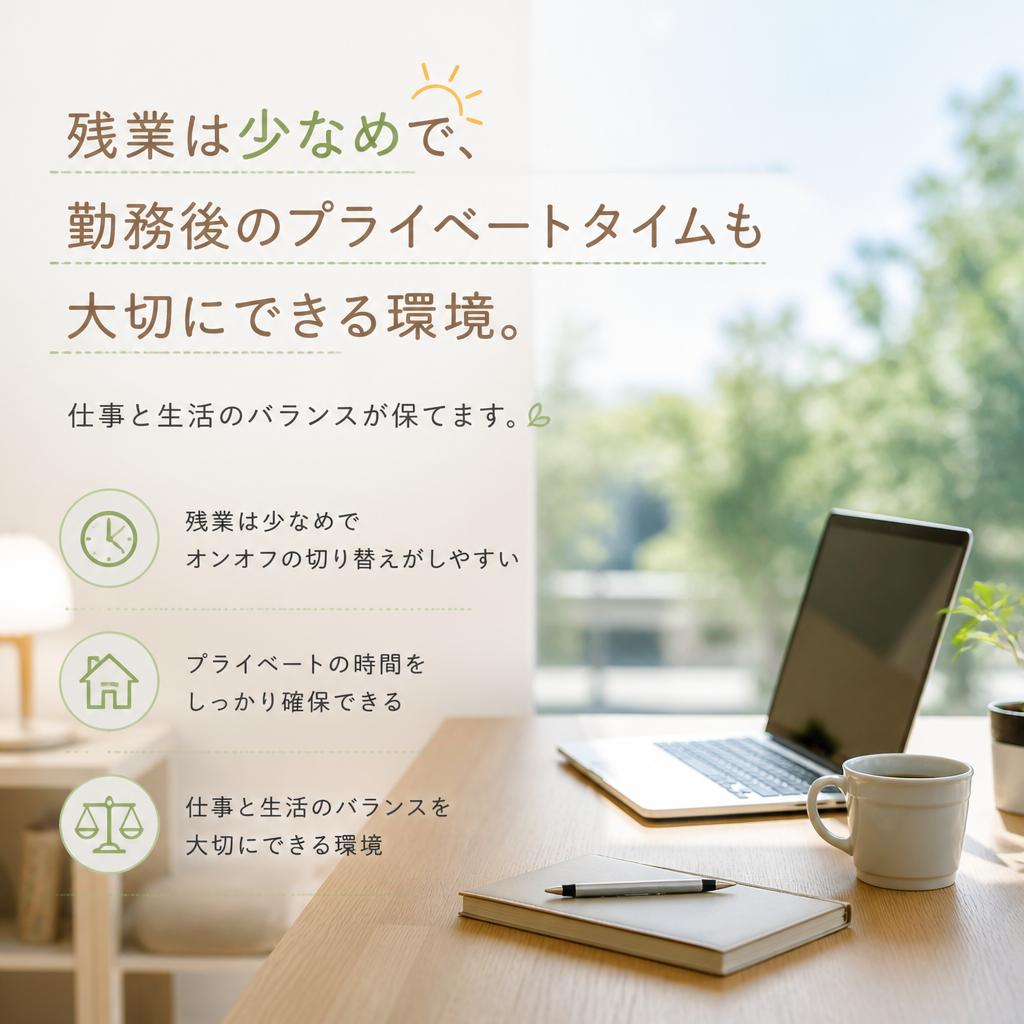 残業少なめでプライベート充実