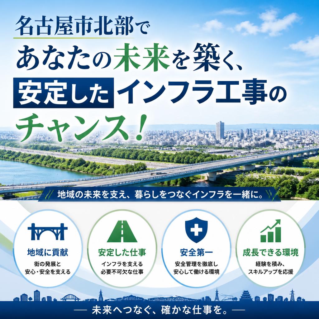 名古屋市北部であなたの未来を築く、安定したインフラ工事のチャンス！