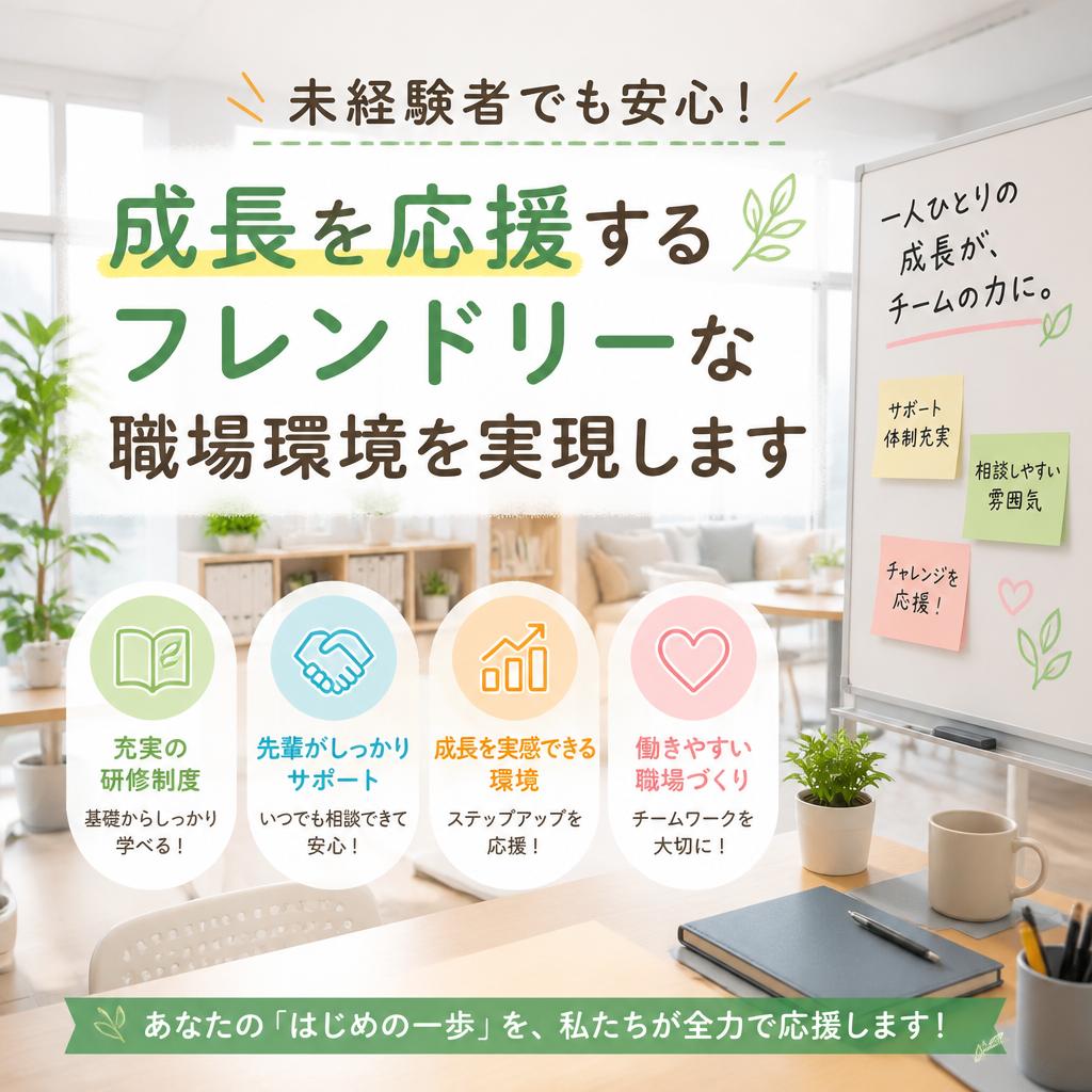 未経験者でも安心！成長を応援するフレンドリーな職場環境を実現します