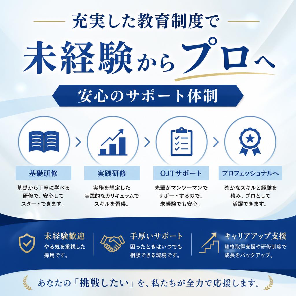 充実した教育制度で未経験からプロへ – 安心のサポート体制
