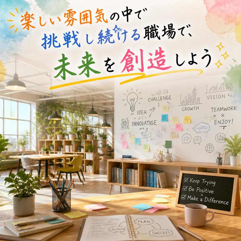 楽しい雰囲気の中で挑戦し続ける職場で、未来を創造しよう