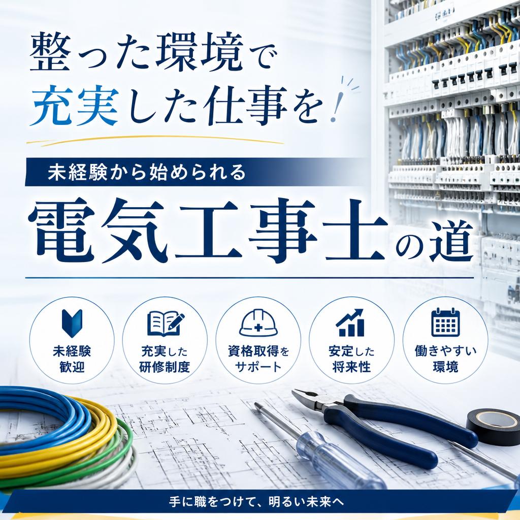 整った環境で充実した仕事を!未経験から始められる電気工事士の道