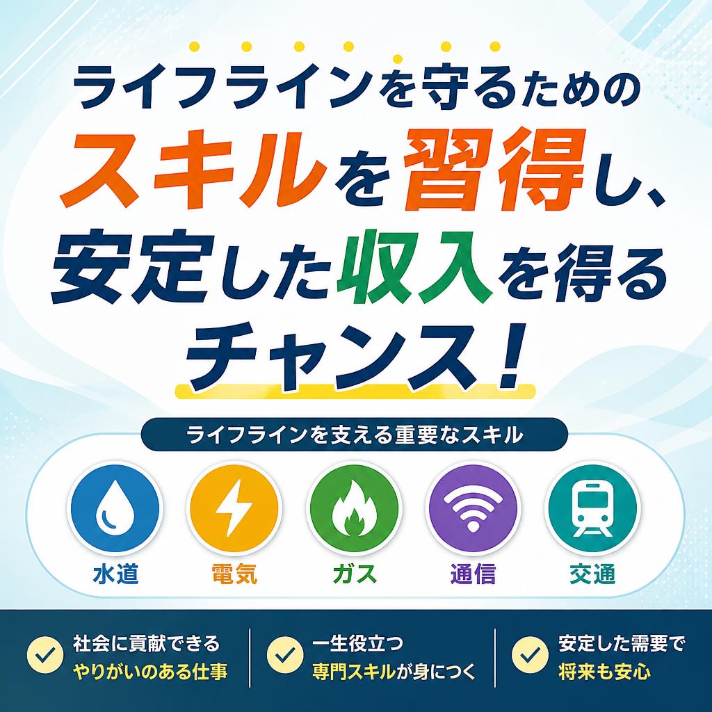 ライフラインを守るためのスキルを習得し、安定した収入を得るチャンス！