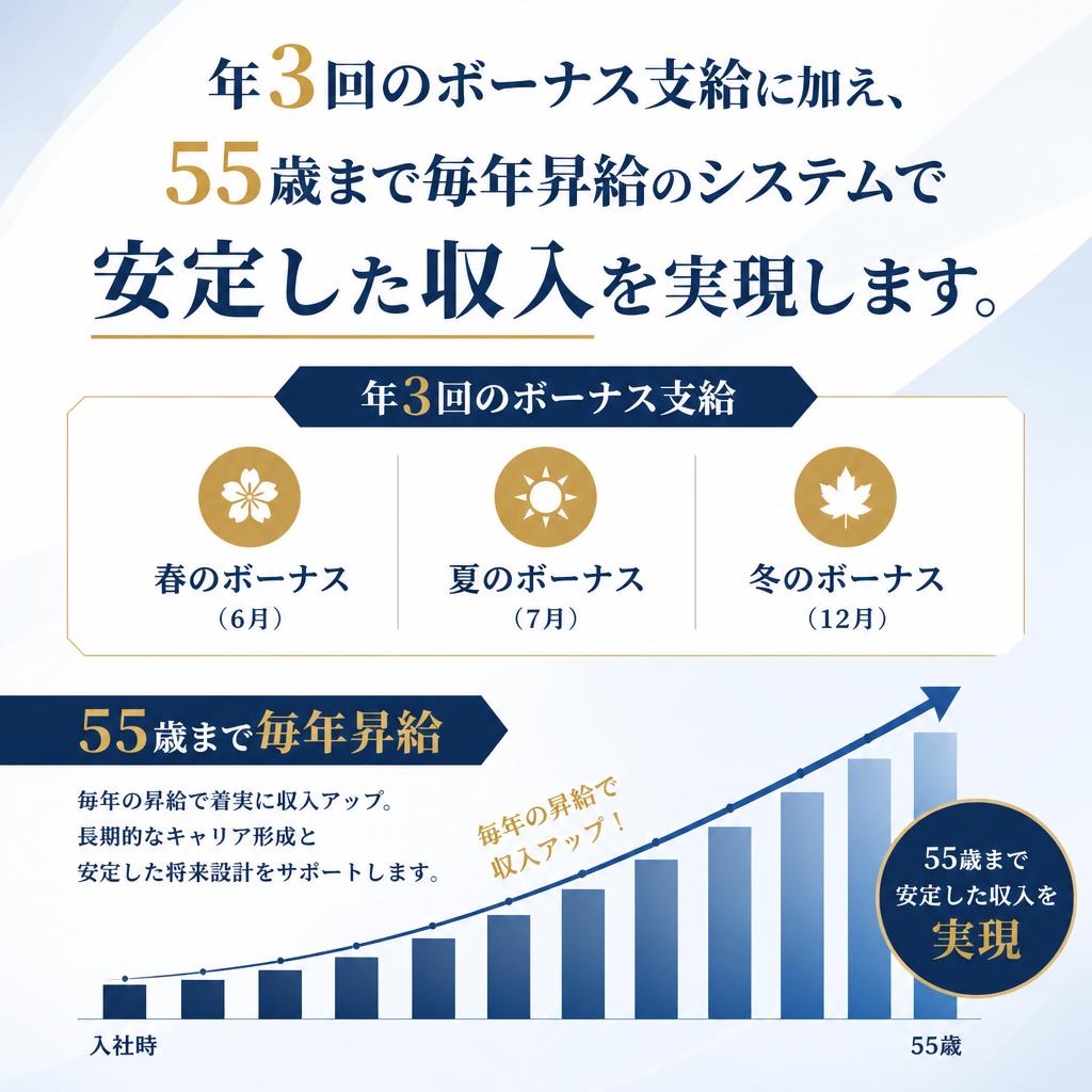 5. 複数回のボーナス支給と昇給制度