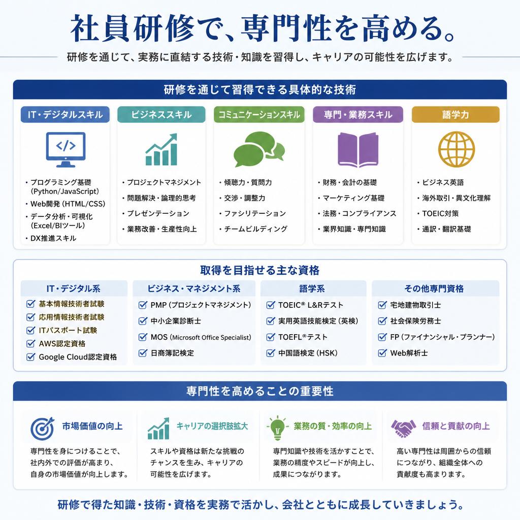 研修で得られる技術