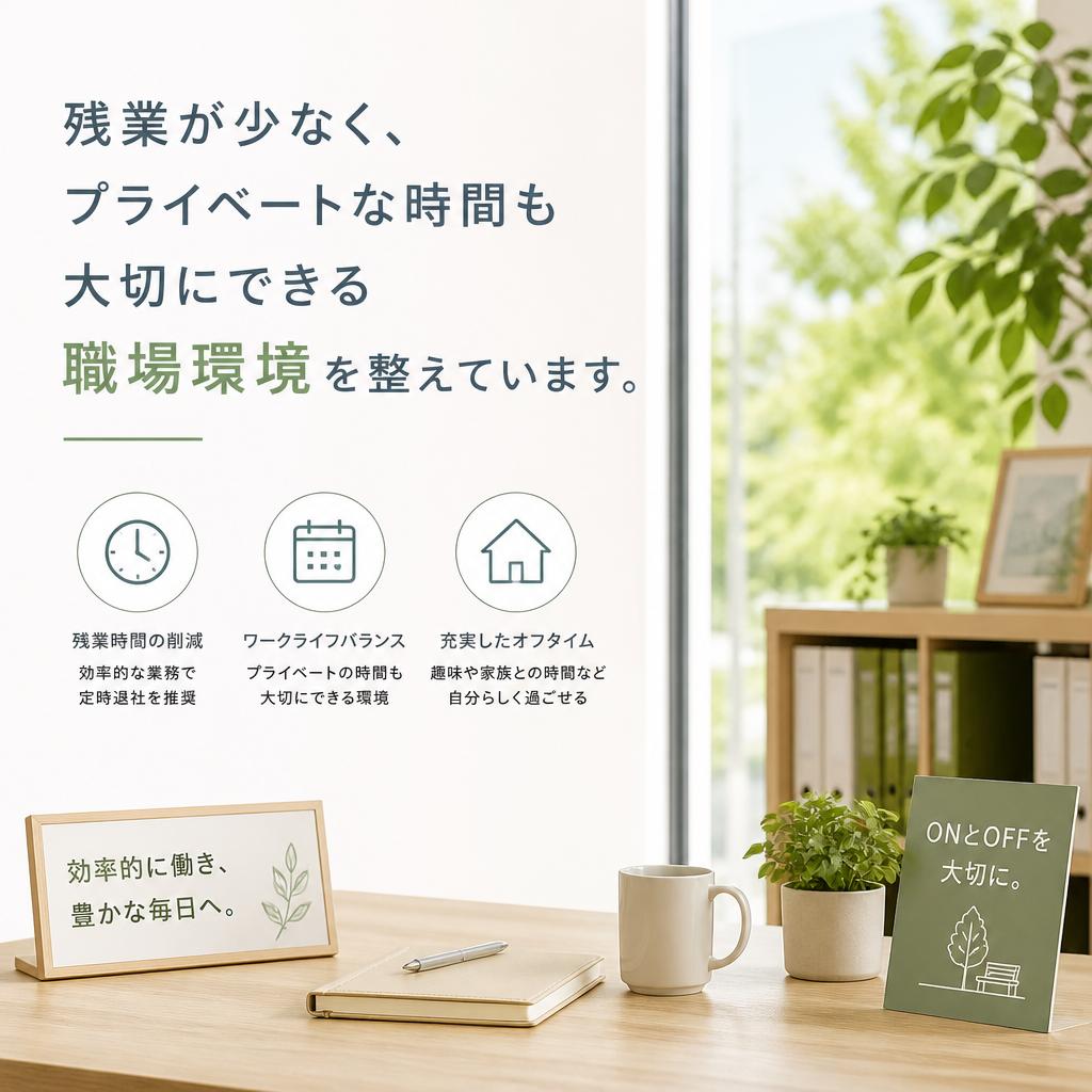 残業少なめの働きやすい環境