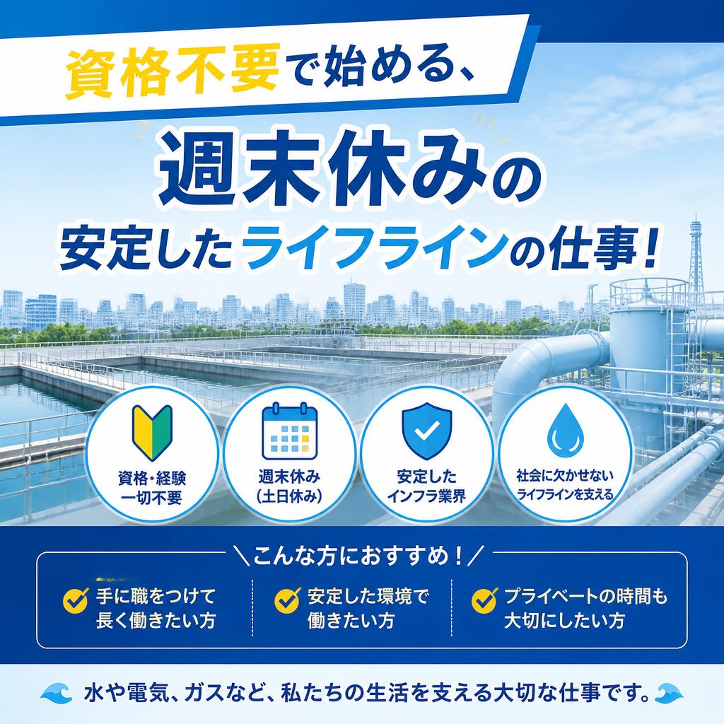 資格不要で始める、週末休みの安定したライフラインの仕事！