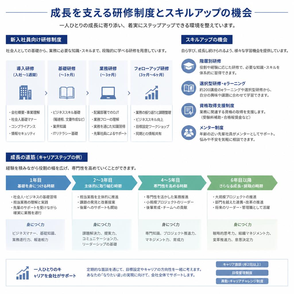 スキルアップの機会と研修制度