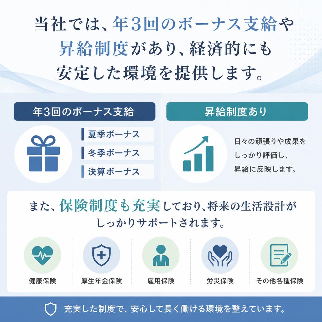 充実の福利厚生で安定した生活を