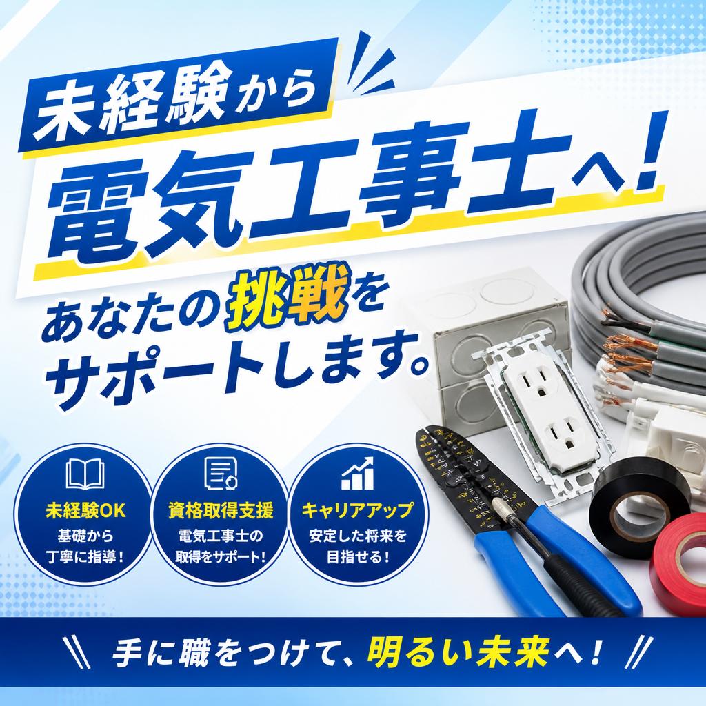 未経験から電気工事士へ！あなたの挑戦をサポートします。