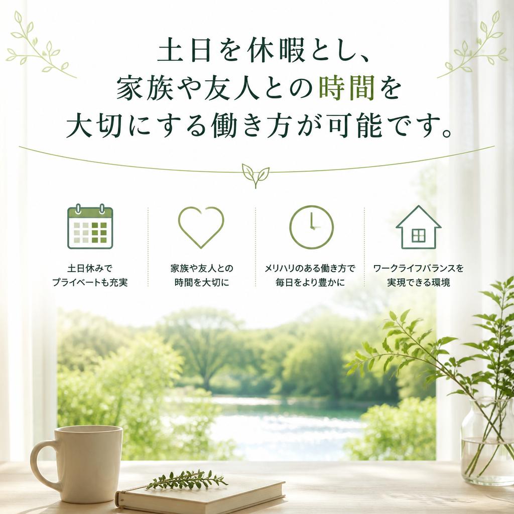 土日休みで仕事とプライベートの両立