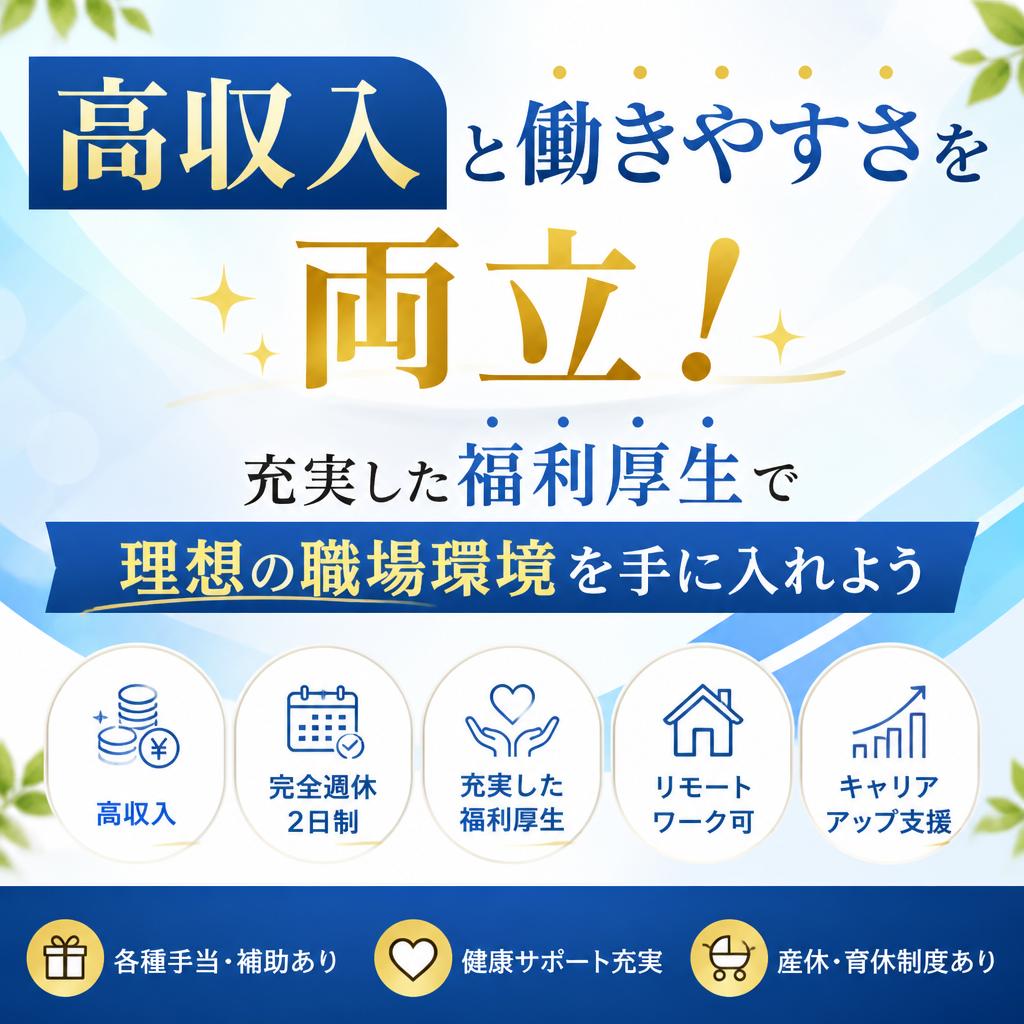 高収入と働きやすさを両立！充実した福利厚生で理想の職場環境を手に入れよう