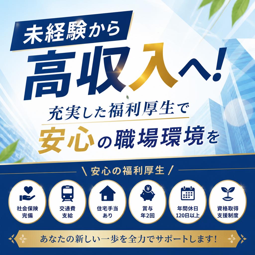 未経験から高収入へ！充実した福利厚生で安心の職場環境を
