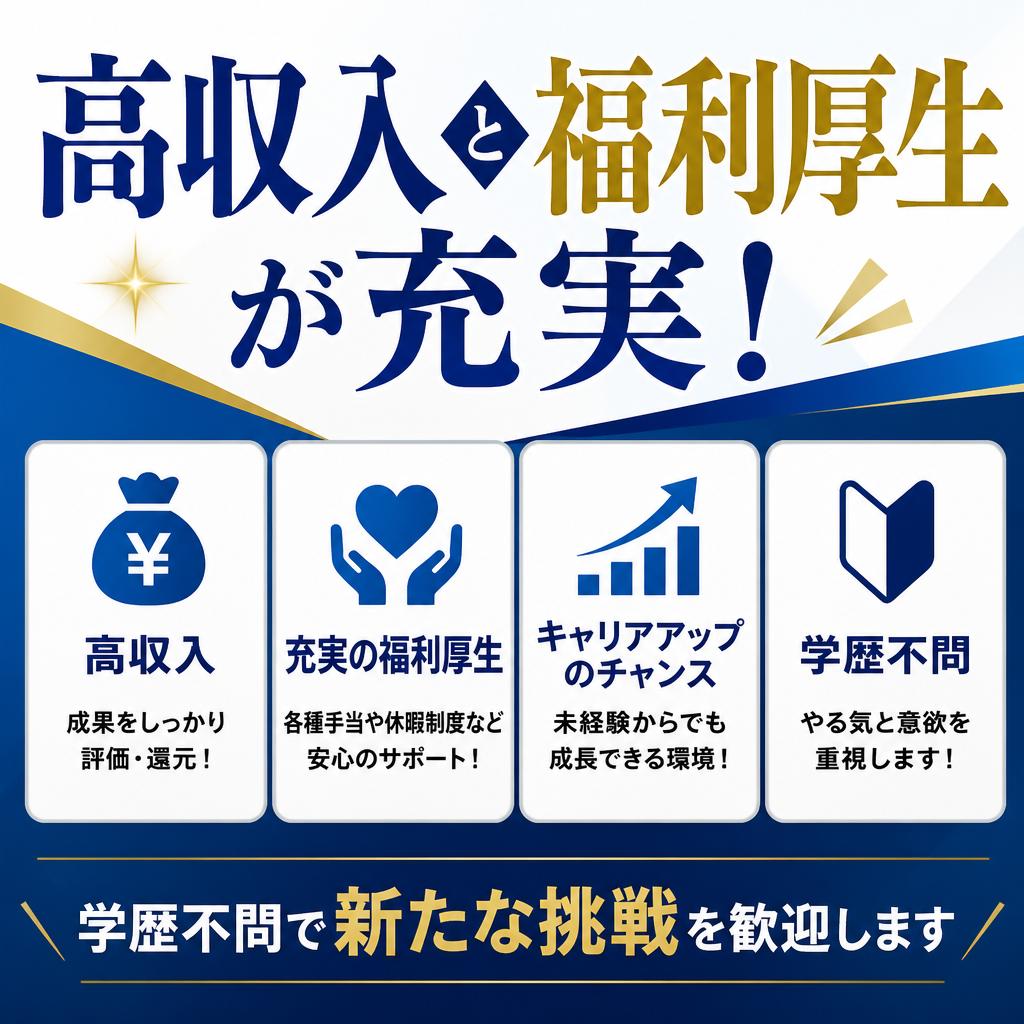 高収入と福利厚生が充実！学歴不問で新たな挑戦を歓迎します
