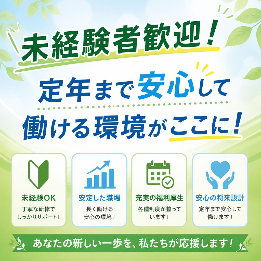 未経験者歓迎！定年まで安心して働ける環境がここに！