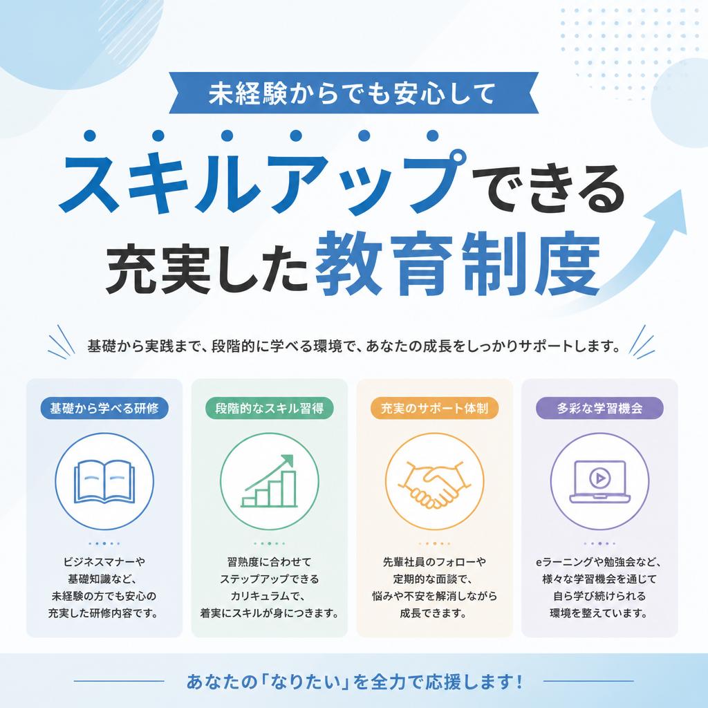 未経験からでも安心してスキルアップできる充実した教育制度