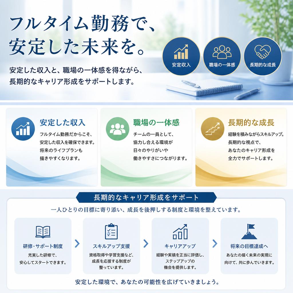 フルタイムで安定した勤務形態