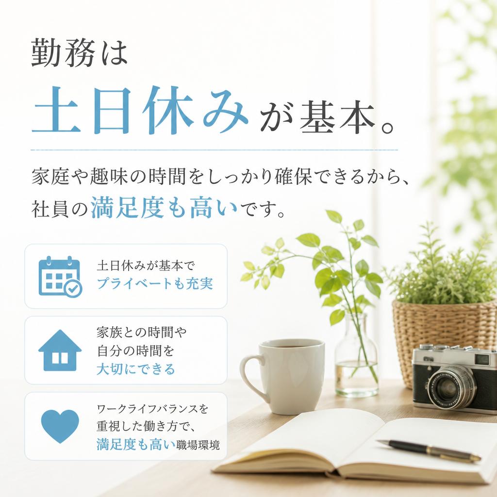 土日休みでプライベートも充実