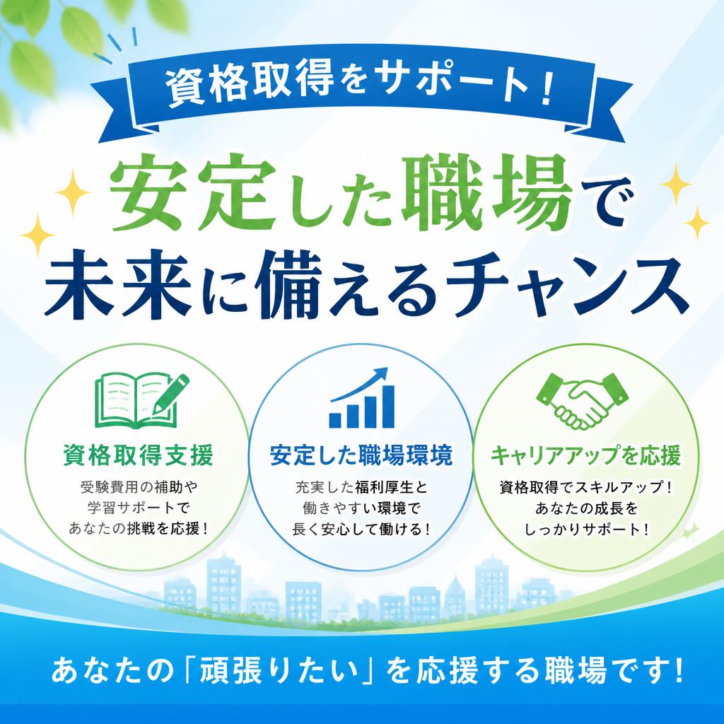 資格取得をサポート！安定した職場で未来に備えるチャンス
