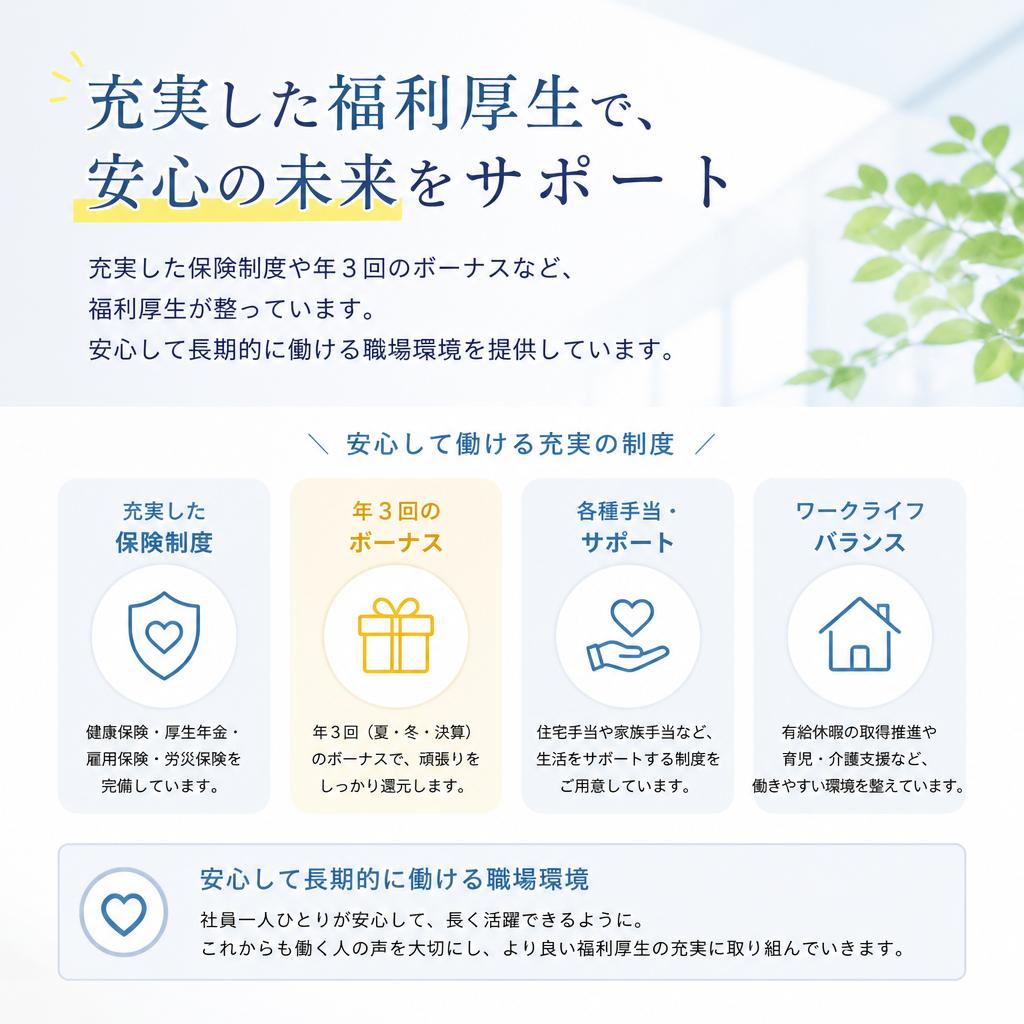 手厚い福利厚生で安心