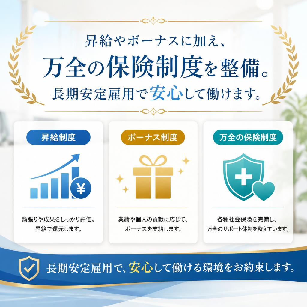 安定した収入と福利厚生