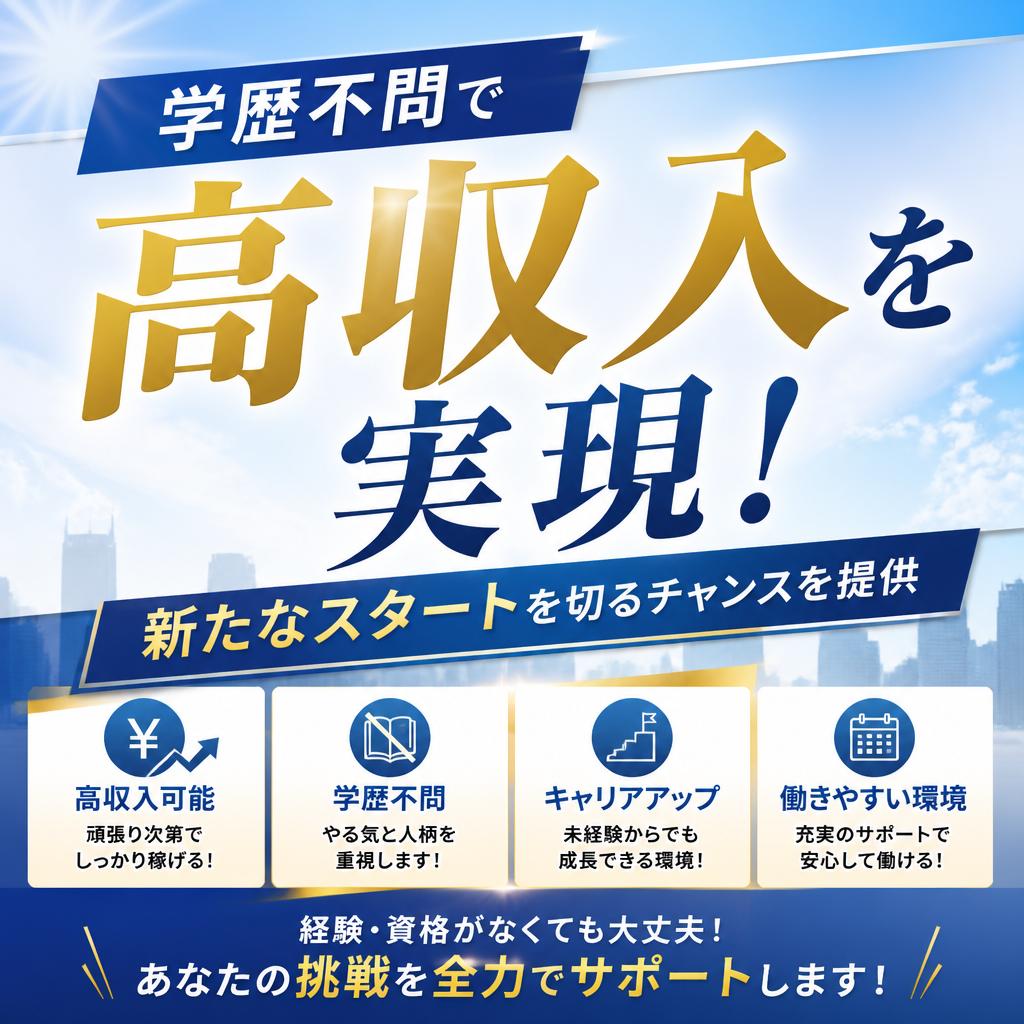 学歴不問で高収入を実現！新たなスタートを切るチャンスを提供